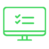 Icon eines Stand-PCs. Auf ihm ist eine Liste mit zwei Linien und davorgestellten Haeckchen zu sehen.