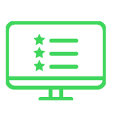 Icon eines Stand-PCs. Auf ihm ist eine Liste mit drei Linien und vier Sternen davor zu sehen.